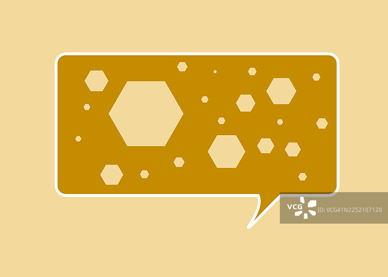 抽象对话气泡插画中的黄色六边形图案图片素材