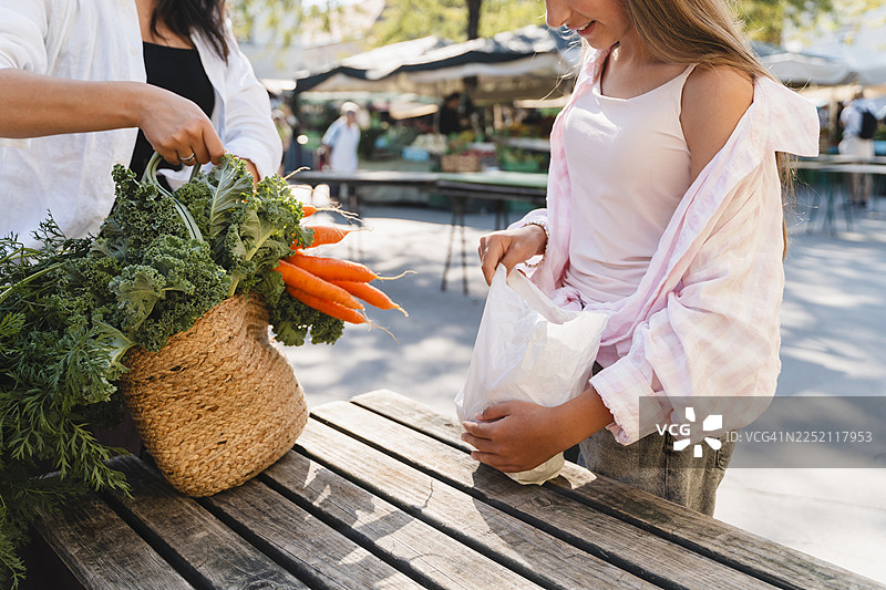 在当地市场购买有机蔬菜，践行零浪费购物图片素材