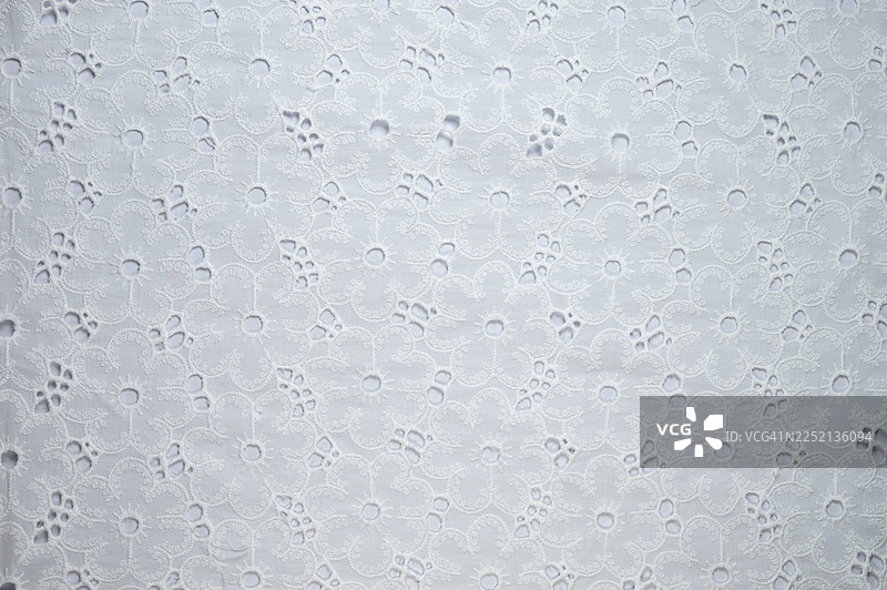 全画幅拍摄的白色刺绣蕾丝面料图片素材