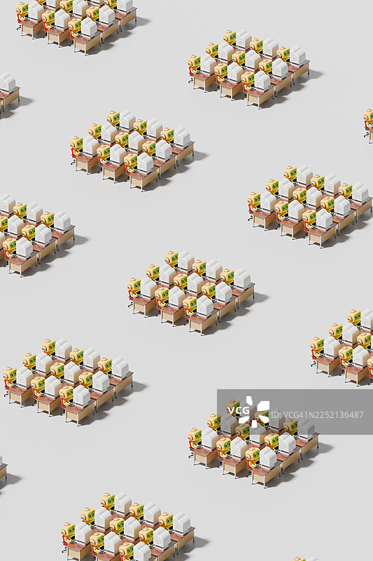 3d 机器人重复着办公室的模式，在电脑上工作图片素材