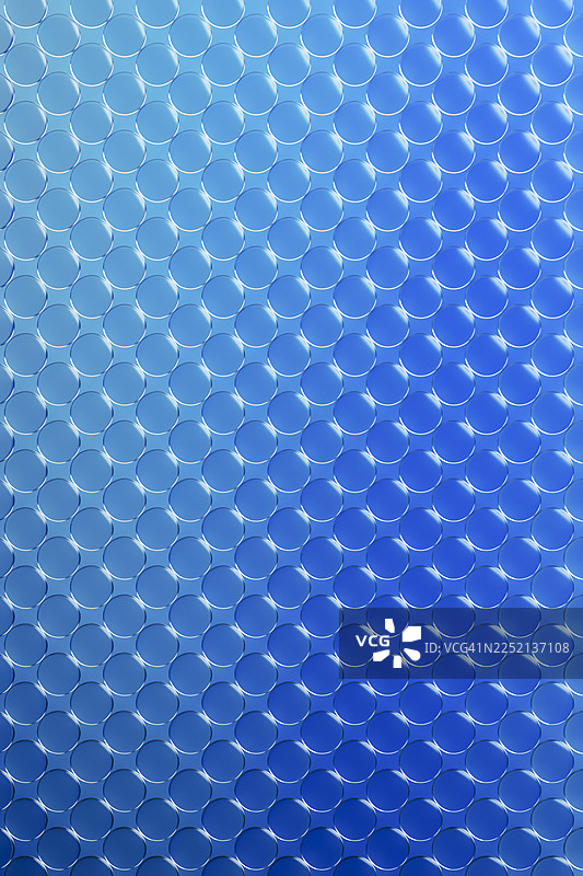 带有圆形反射和3D效果的蓝色玻璃面板矩阵图片素材
