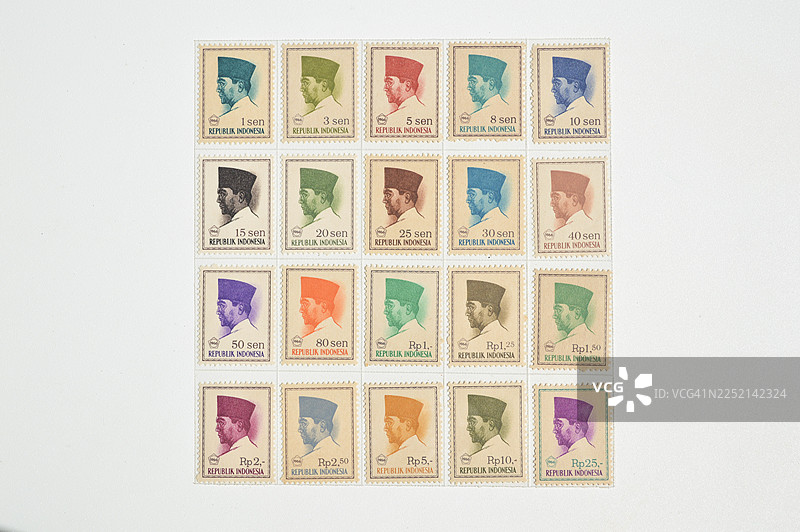 老式印度尼西亚邮票图片素材