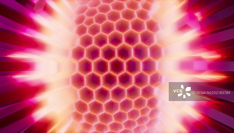 发光的粉色抽象蜂巢六边形图案背景图片素材