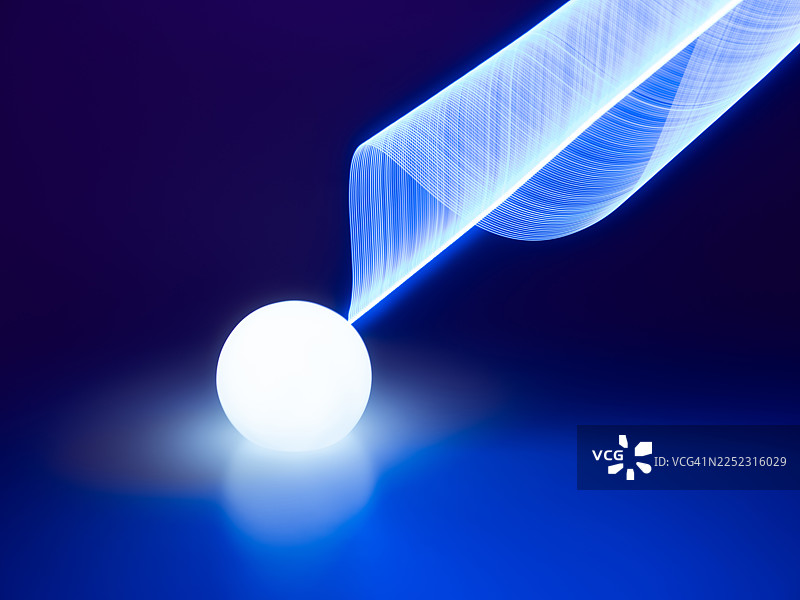 LED灯带和发光球体的光绘。长曝光。抽象科技背景图片素材