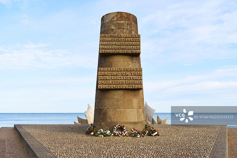 奥马哈海滩诺曼底登陆盟军纪念碑图片素材