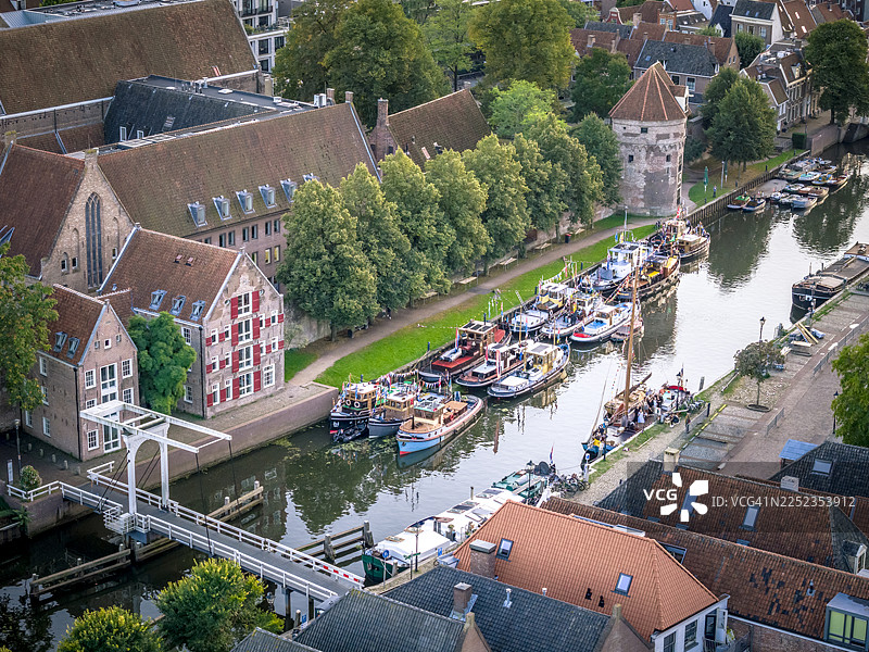 夏日白天，从空中俯瞰兹沃勒的托贝克格拉赫特河图片素材