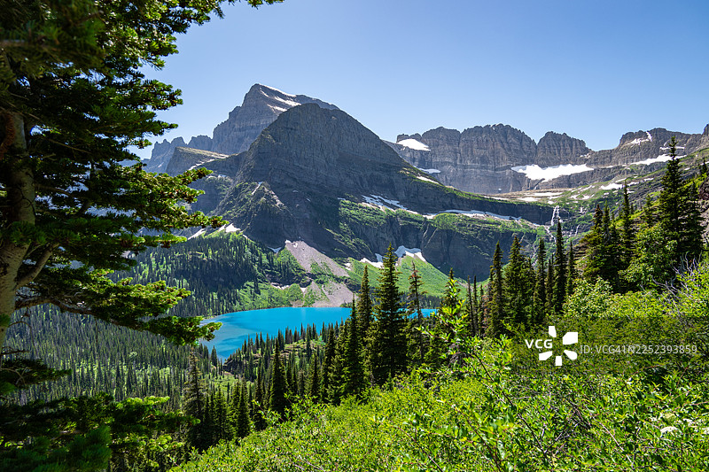 格林内尔湖和冰川国家公园的山间小径图片素材
