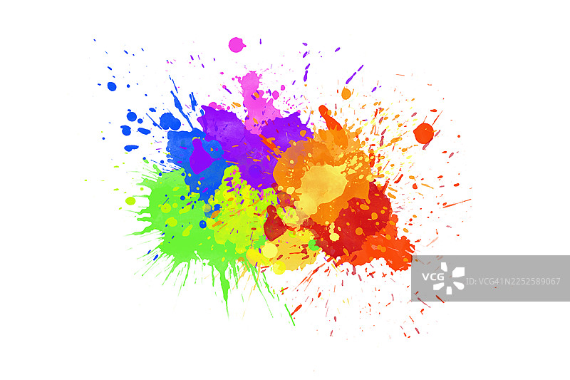 白色背景上的抽象多彩油漆飞溅图片素材
