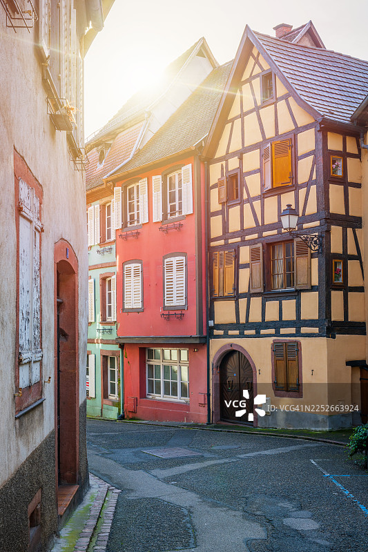 法国里博维尔的半木结构房屋图片素材