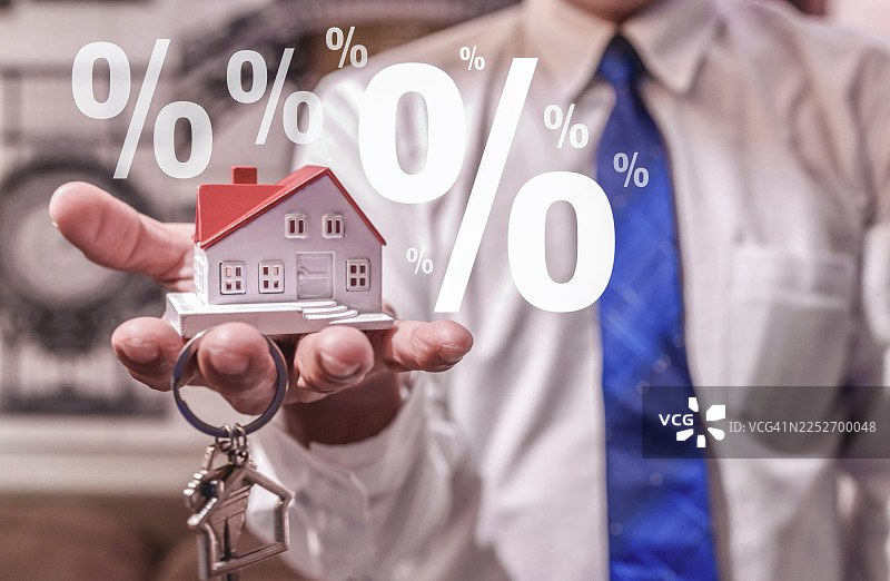 关于利率和房屋贷款的概念，房屋贷款的银行利率概念图片素材