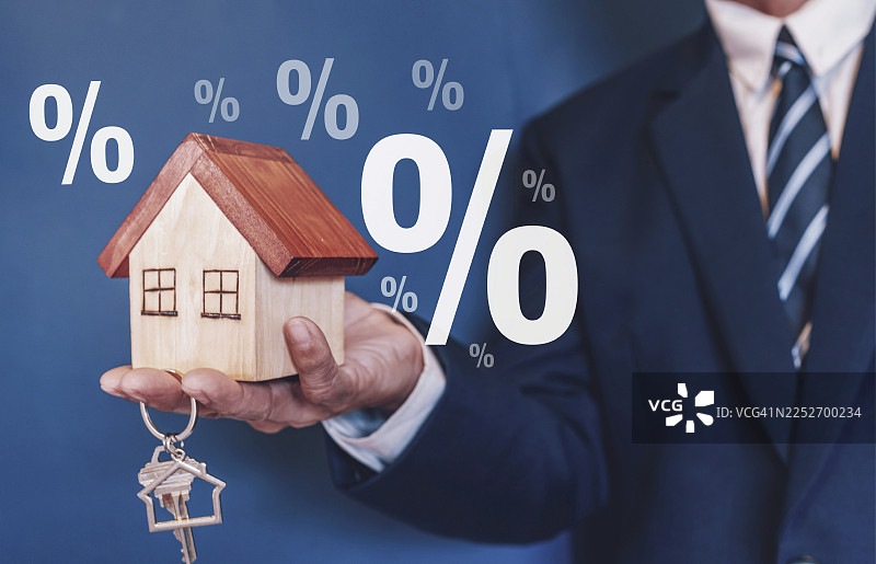 关于利率和房屋贷款的概念，房屋贷款的银行利率概念图片素材