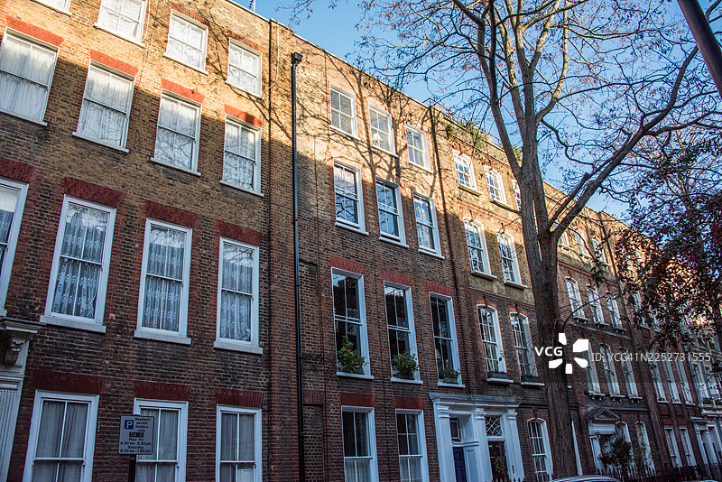 布鲁姆斯伯里乔治亚风格联排别墅的外墙图片素材