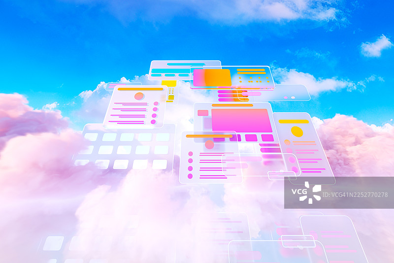 蔚蓝天空下的蓬松云朵数据表图片素材