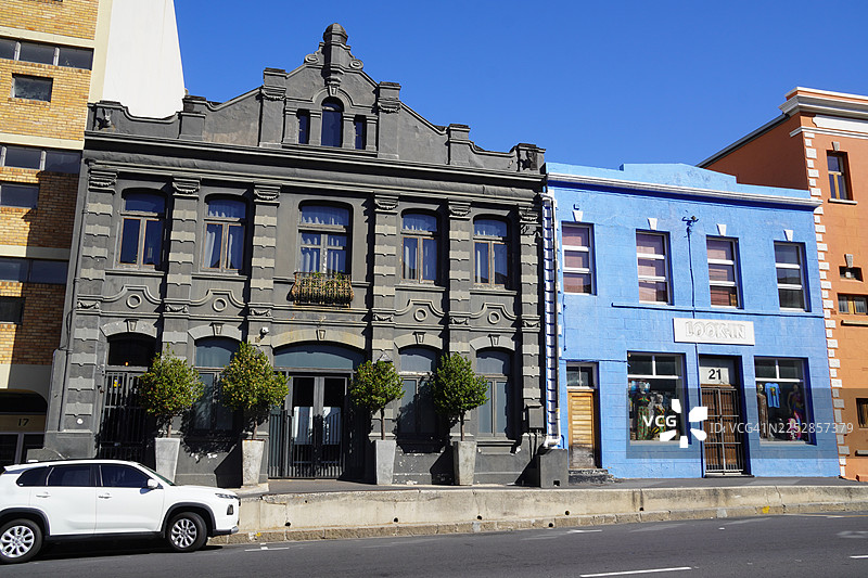 南非开普敦布伊滕坎特街的阳光历史建筑外墙图片素材