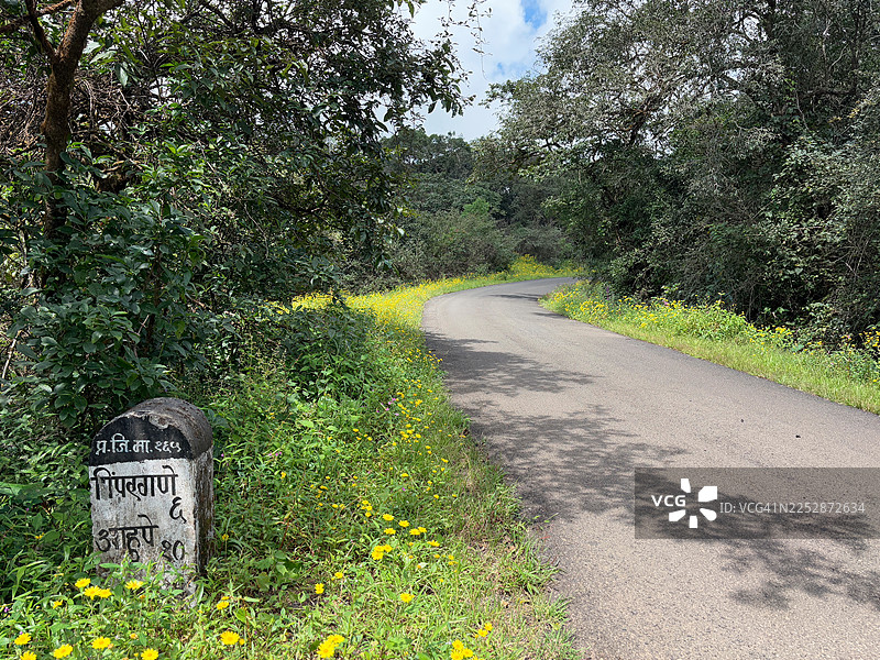 马哈拉施特拉邦西高止山脉的丘陵公路。图片素材