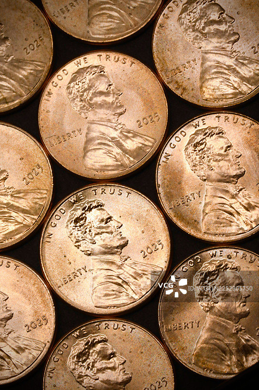 2025年铸造的美国一美分硬币，即一便士图片素材