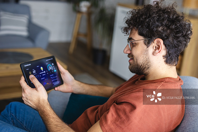 平板电脑上的智能家居控制仪表板图片素材