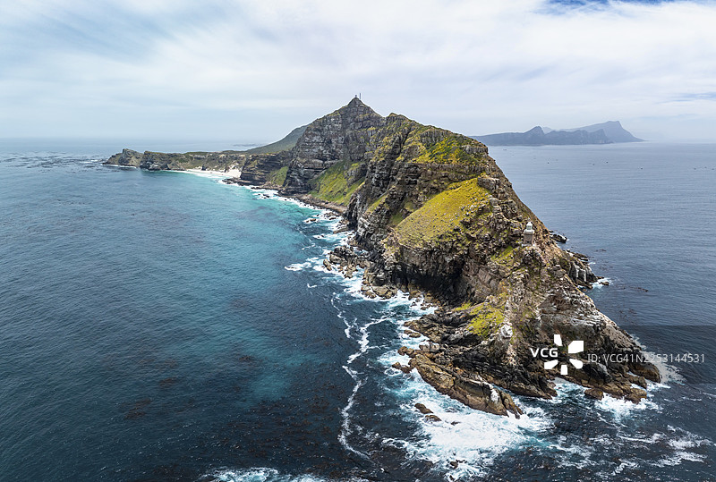 南非开普敦，好望角，企鹅，海角半岛，好望角自然保护区，开普角灯塔，航拍图片素材