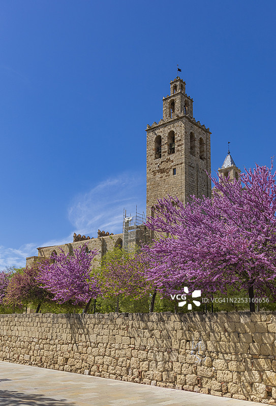 罗马风格的圣库加特德尔瓦耶斯修道院外观图片素材