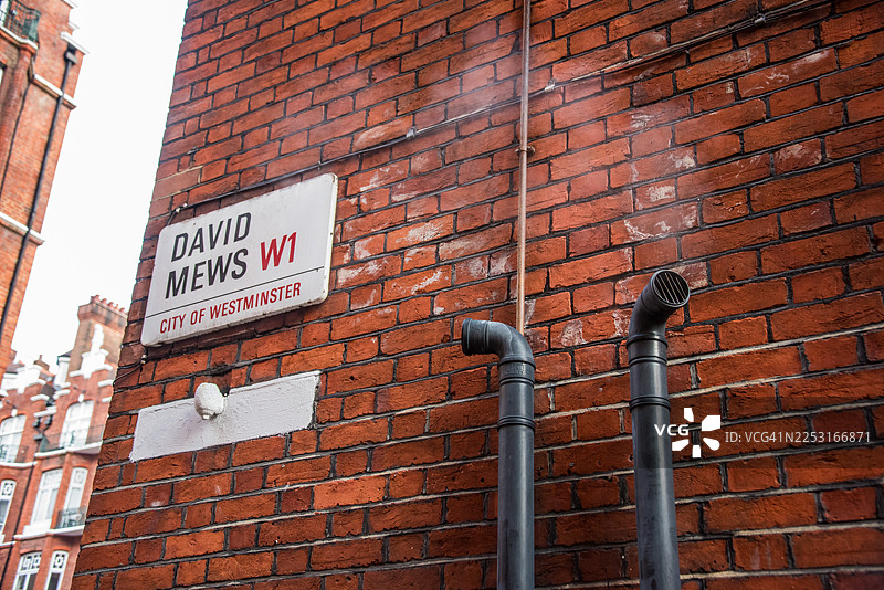 大卫·缪斯街牌和公用设施管道图片素材