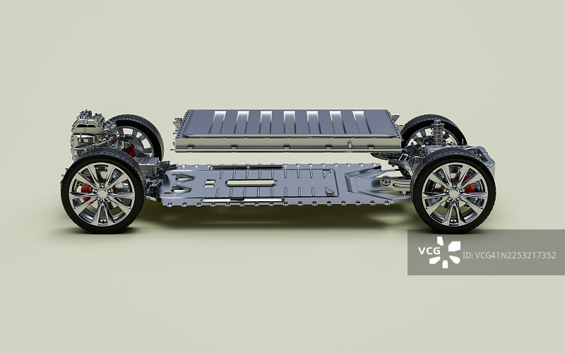 集成电池组的电动汽车底盘图片素材