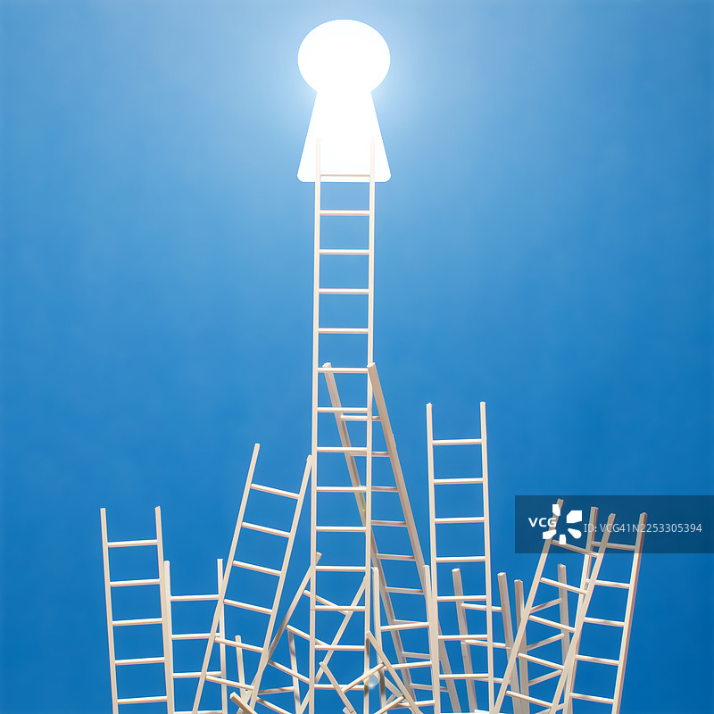 超越人群的概念 - 通往锁孔的梯子图片素材