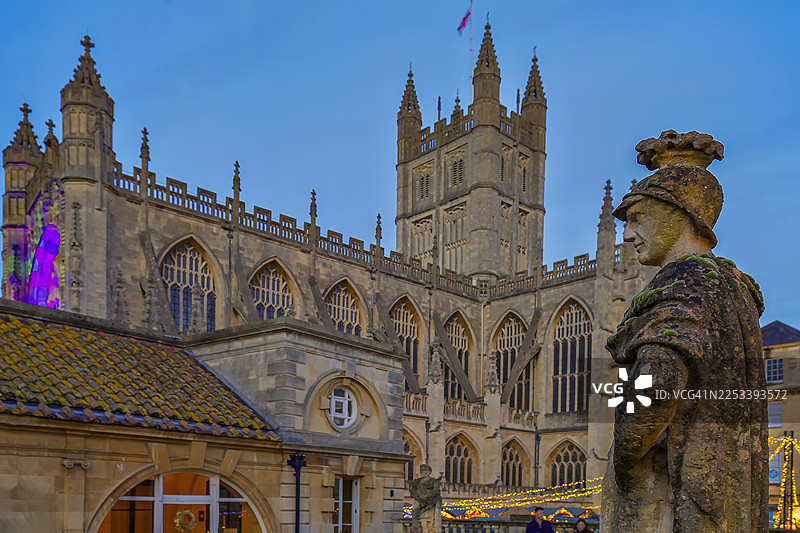 英国萨默塞特郡巴斯市巴斯修道院图片素材