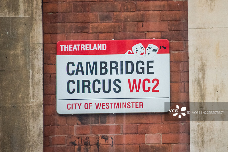 威斯敏斯特市剑桥马戏团街道标志图片素材