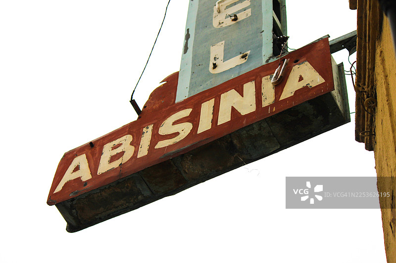 2012年墨西哥城废弃的酒店招牌图片素材