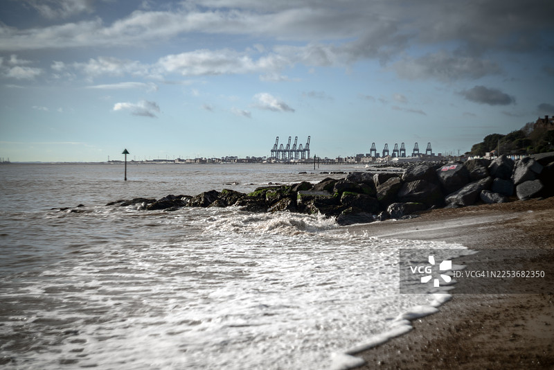 英国费利克斯托的海防设施图片素材