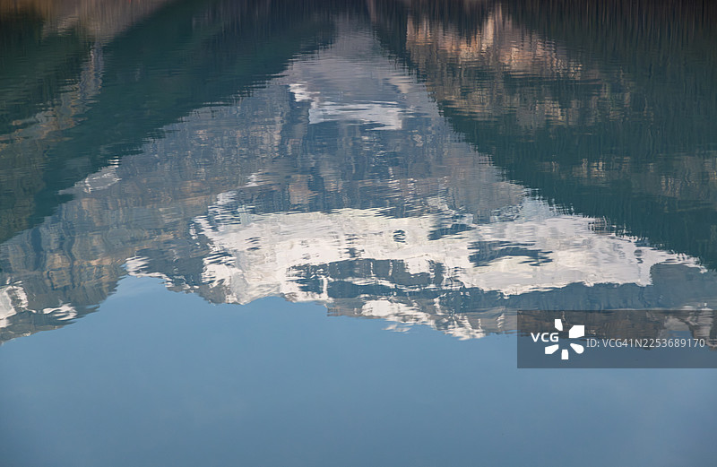 宁静湖泊中的山峦倒影图片素材