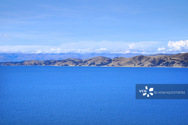 科帕卡巴纳半岛。的的喀喀湖，玻利维亚科帕卡巴纳市附近。图片素材