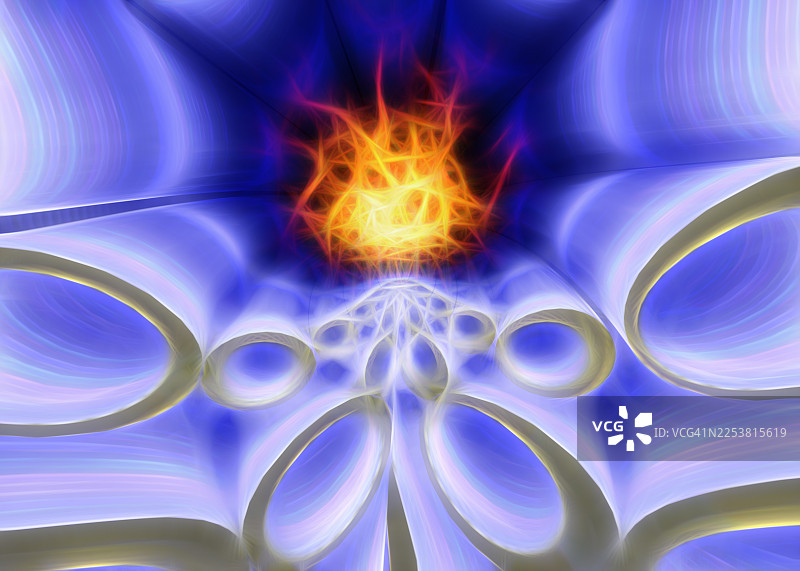 抽象背景，管道内深蓝色火焰图片素材