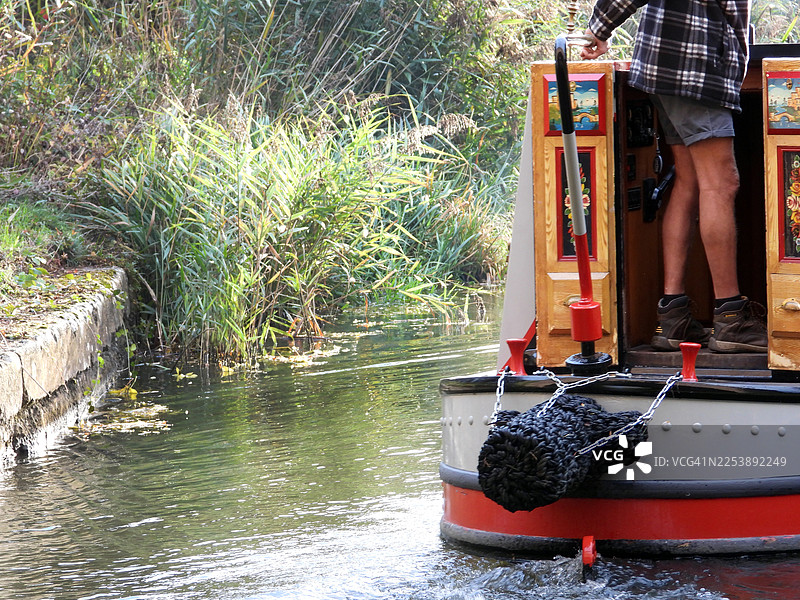 在福克斯顿附近的格兰德联合运河上乘船游览图片素材