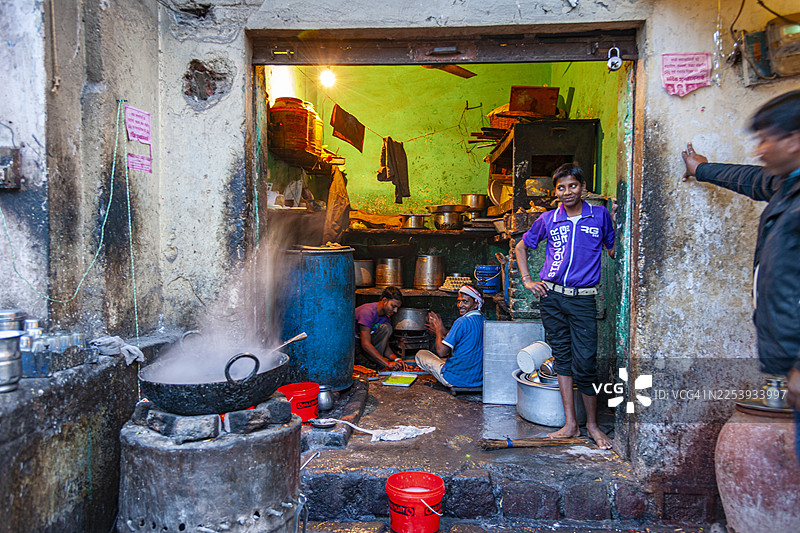 印度，小型餐馆厨房图片素材