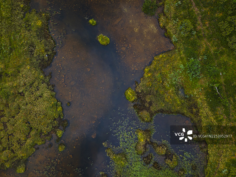 泥泞沼泽的俯视直拍图图片素材