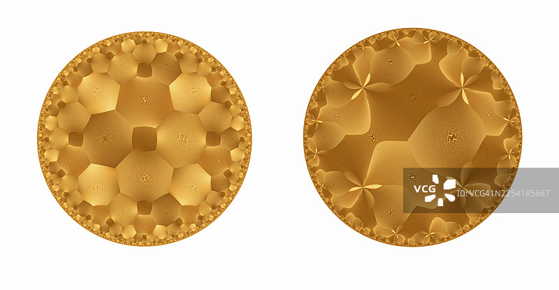 金色金属形状，圆形和椭圆形用于设计，在白色背景上抠出。图片素材