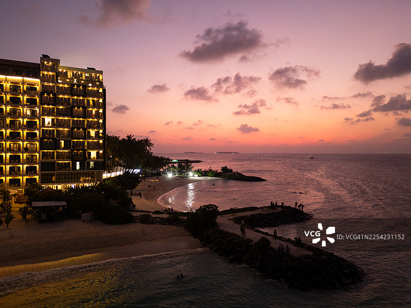 马富施，马尔代夫，酒店日落图片素材