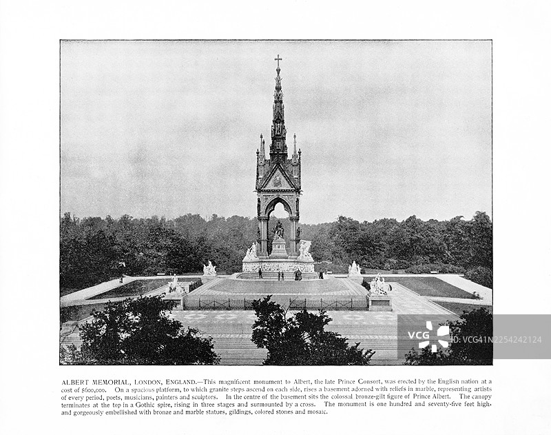 伦敦阿尔伯特纪念碑 - 老照片图片素材