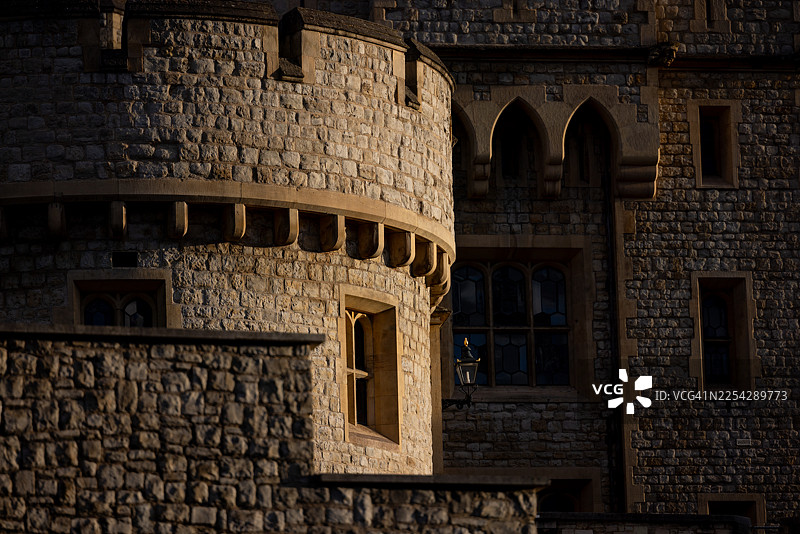 伦敦塔的中世纪塔楼细节图片素材