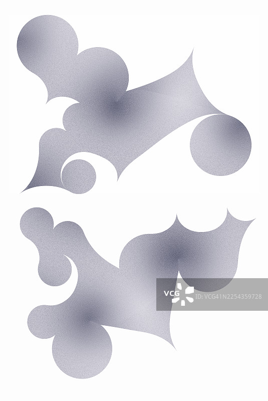 用于设计圆形和椭圆形的光亮银色金属人物，在白色背景上抠出。图片素材