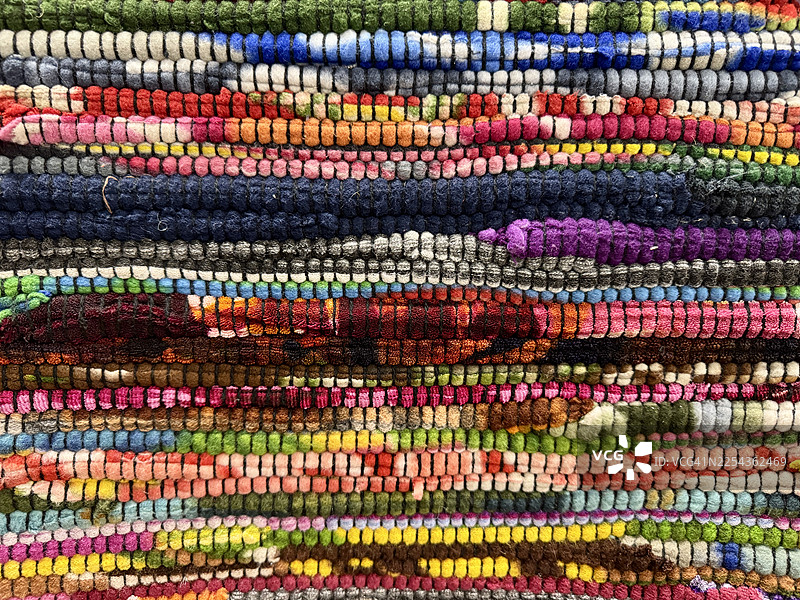 色彩编织地毯纹理特写图片素材