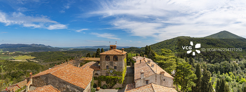 托斯卡纳，金诺里迪奎尔切托城堡，村庄，城堡周围的村落图片素材
