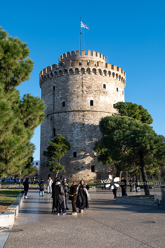希腊塞萨洛尼基的白色塔楼图片素材
