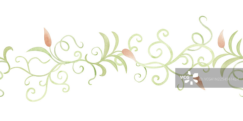 新艺术风格花卉无缝边框，背景为白色图片素材
