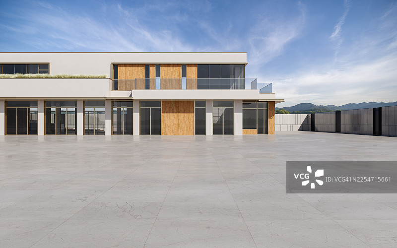 豪华现代别墅庭院车道和 the marble plaza图片素材