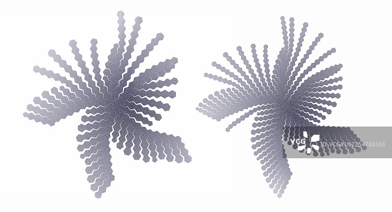 抽象的明亮银色金属形状用于设计，在白色背景上抠出。图片素材