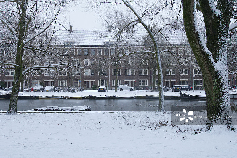 阿姆斯特丹冬日雪景图片素材