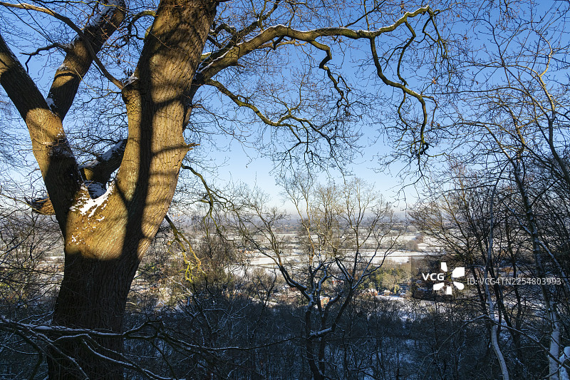 英格兰柴郡阿尔德利埃奇一个雪后的冬日早晨图片素材