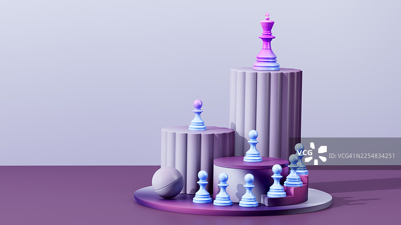职业阶梯概念，展示了象棋兵向前晋升为王图片素材